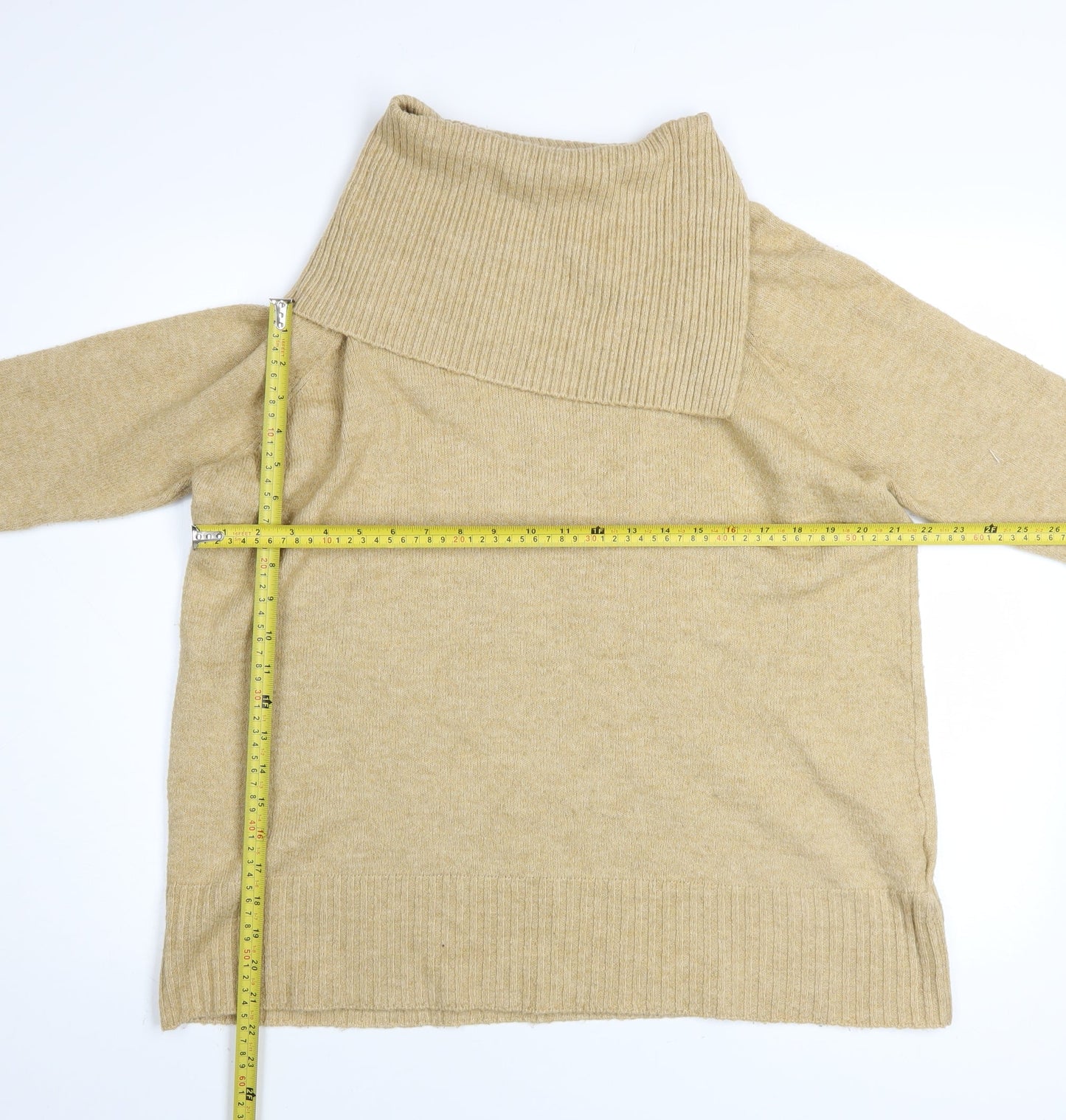 Topshop Women's Beige Cowl Neck Knit Jumper Size 10