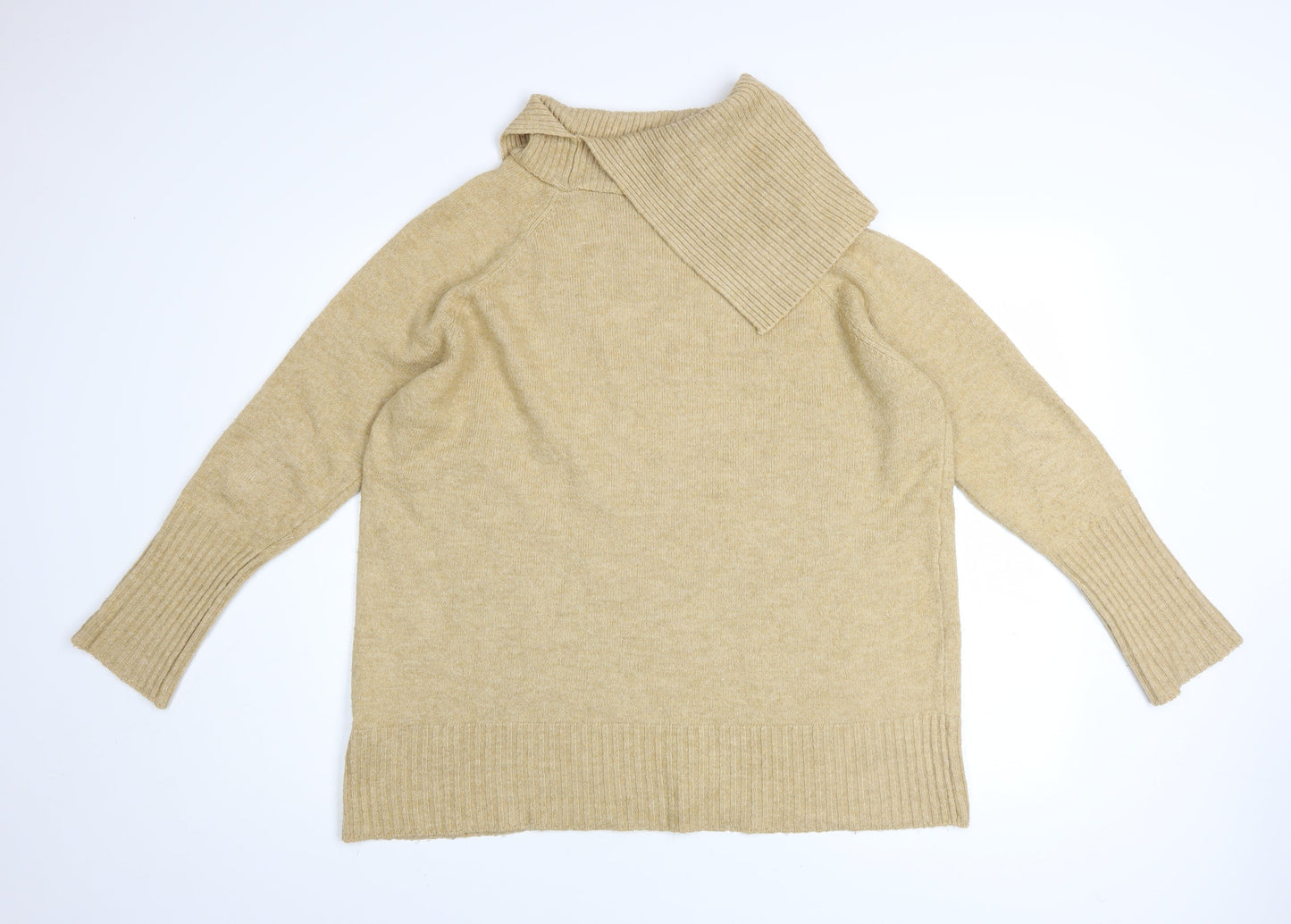 Topshop Women's Beige Cowl Neck Knit Jumper Size 10