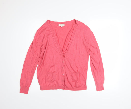 Monsoon Women's Pink V-Neck Button Cardigan Size S