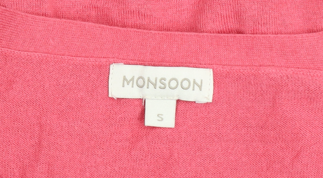 Monsoon Women's Pink V-Neck Button Cardigan Size S