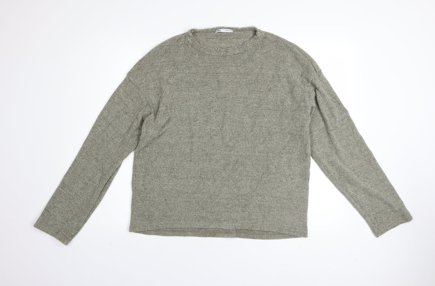 ZARA Women’s Grey Knit Pullover Jumper Size 10 Crew Neck