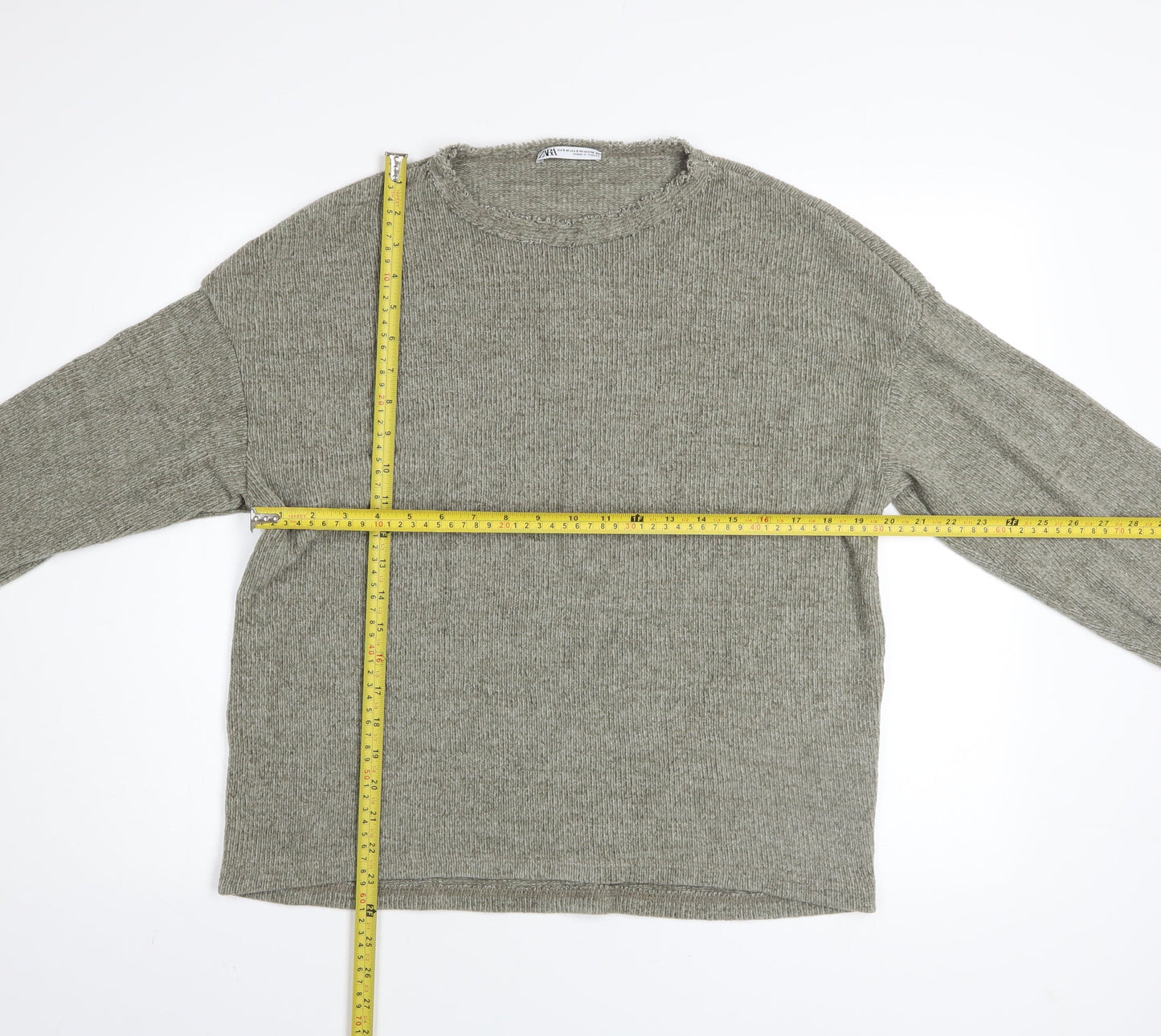 ZARA Women’s Grey Knit Pullover Jumper Size 10 Crew Neck