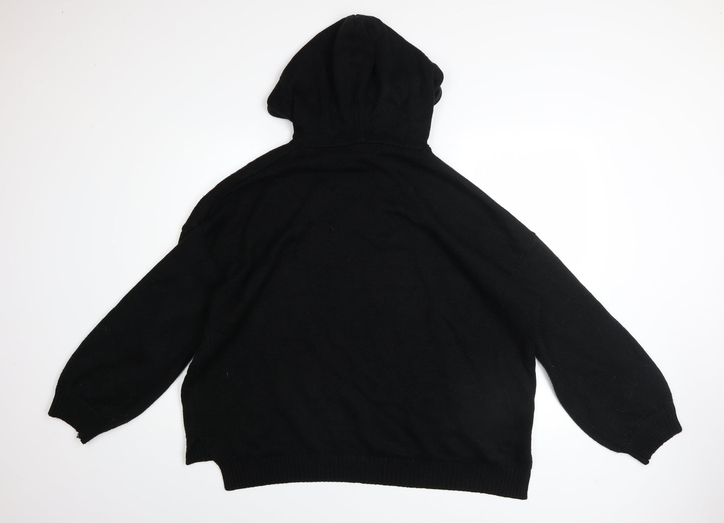Missguided Womens Black Originals Hoodie UK 14/16 Pullover Knit Long Sleeve