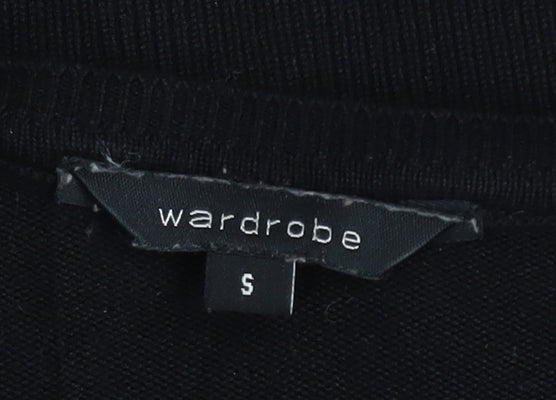 Wardrobe Women's Black Striped Viscose Crew Neck Jumper Size S