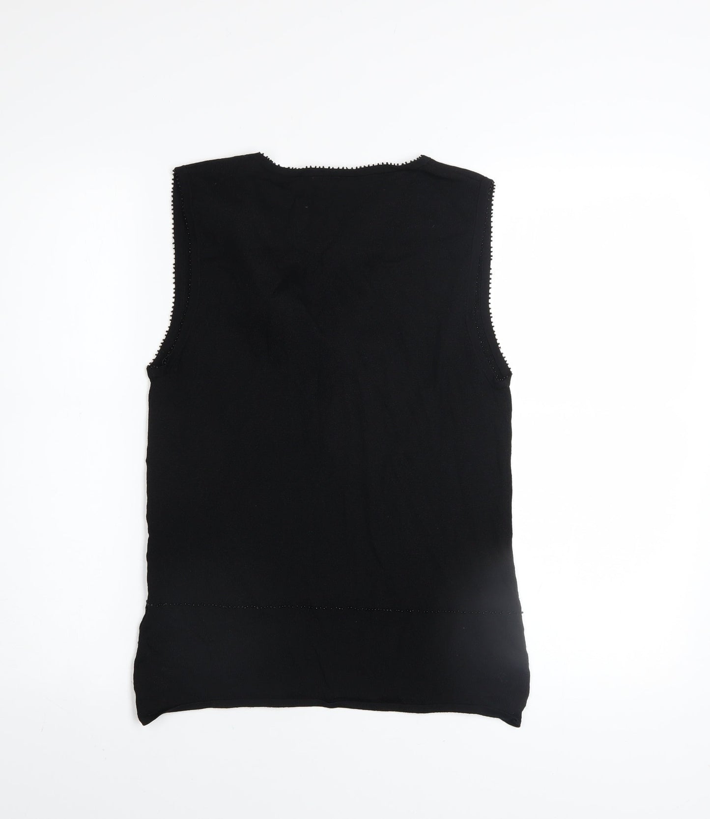Kello Women's Black Beaded V-Neck Sleeveless Knit Camisole Top