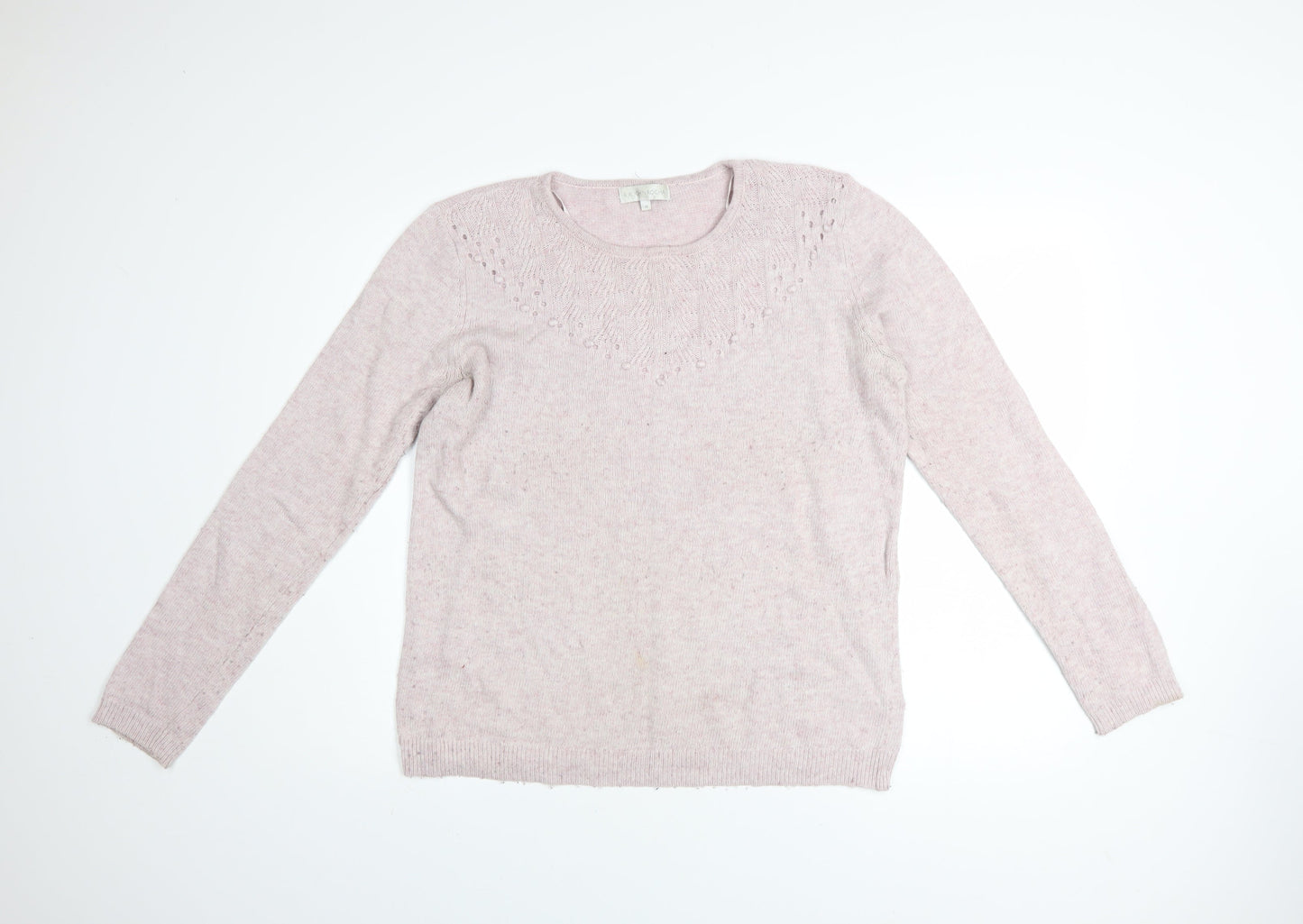 RJR John Rocha Women Pink Cotton Blend Crew Neck Jumper Size 14