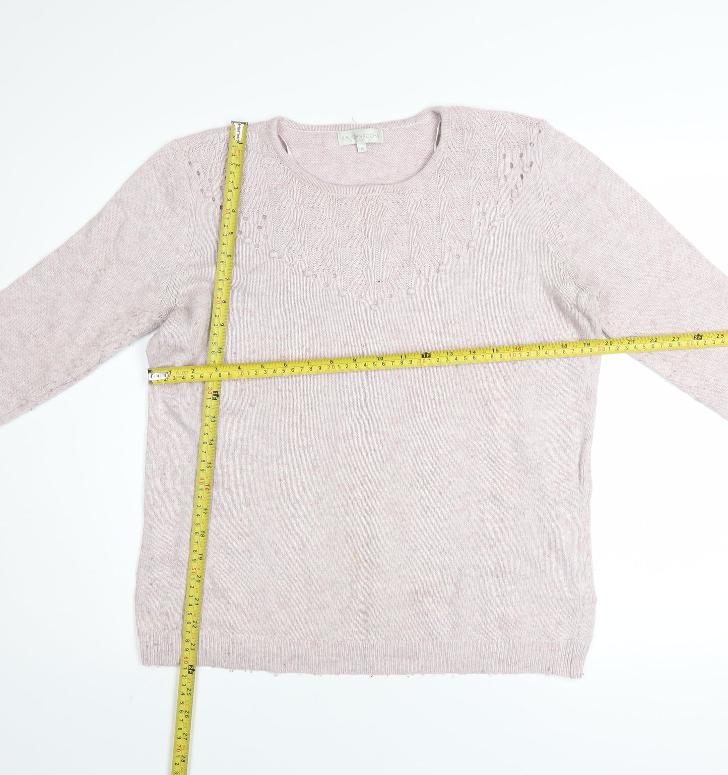 RJR John Rocha Women Pink Cotton Blend Crew Neck Jumper Size 14