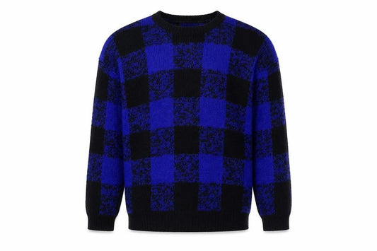 Vintage Gap Clothing Co. Men's Blue Black Wool Jumper Size S