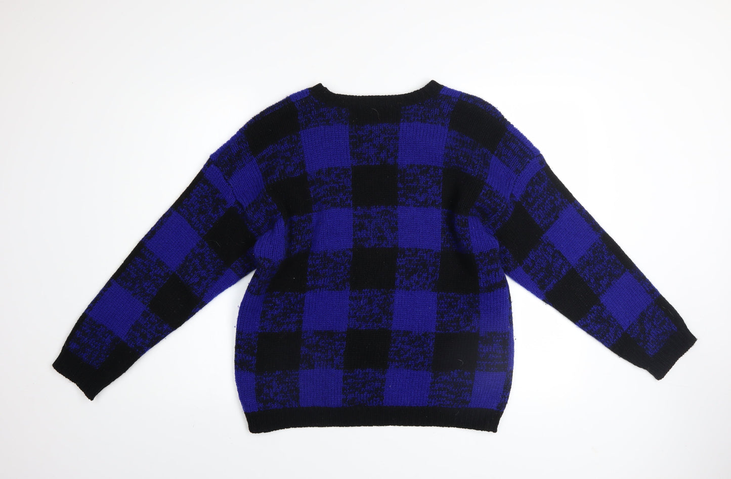 Vintage Gap Clothing Co. Men's Blue Black Wool Jumper Size S