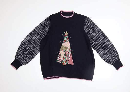 Next Women’s Black Christmas Sequin Jumper L Petite Pullover