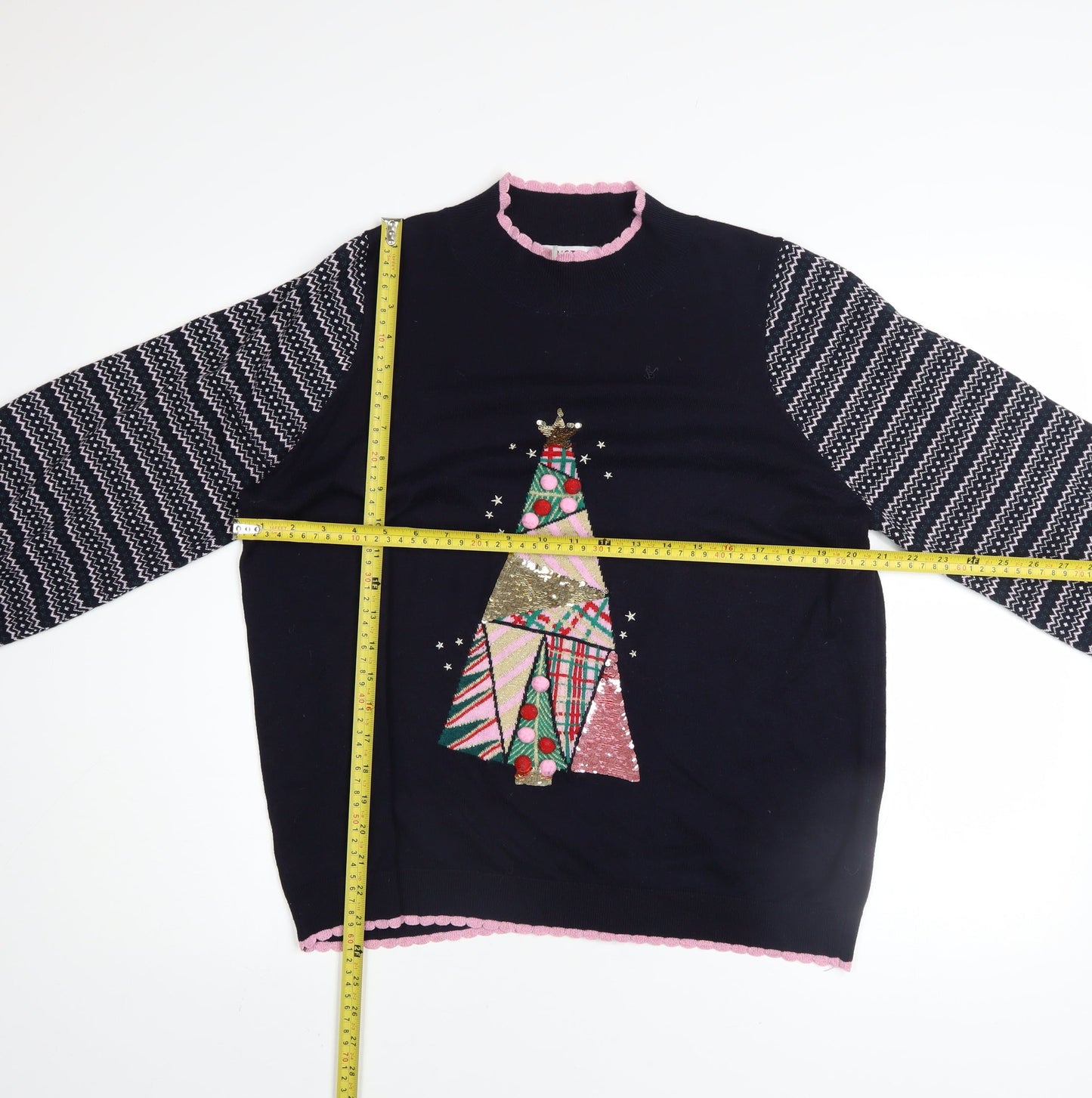 Next Women’s Black Christmas Sequin Jumper L Petite Pullover