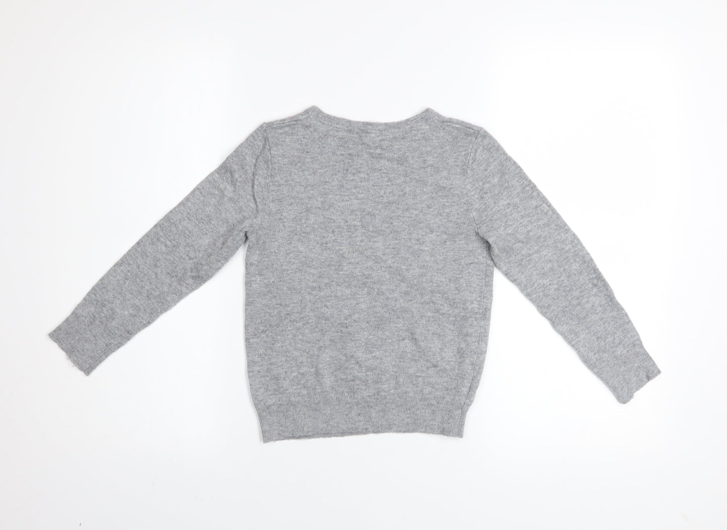 John Lewis Girls Grey Sequin Star Pullover Jumper Age 7 Years