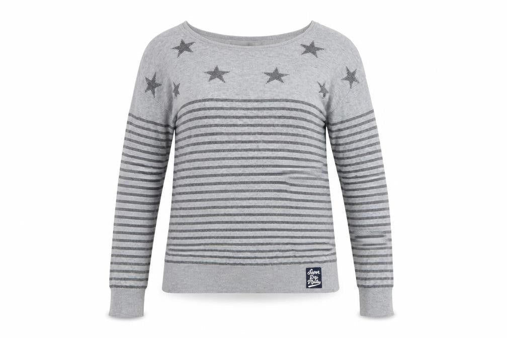 Superdry Women’s Grey Star Stripe Cotton Jumper Size S