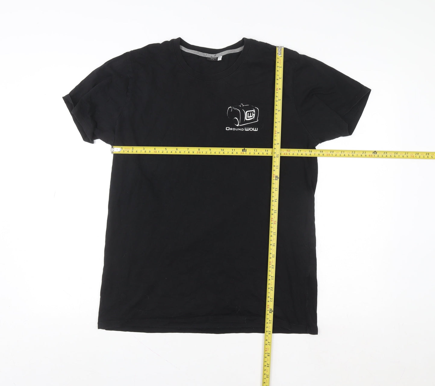Premium Unisex Black Cotton Crew Neck Short Sleeve T-Shirt M