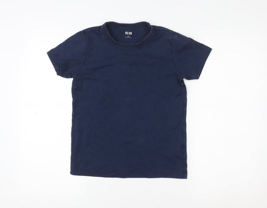 Uniqlo Women Blue XS Basic Crew Neck Cotton T-Shirt