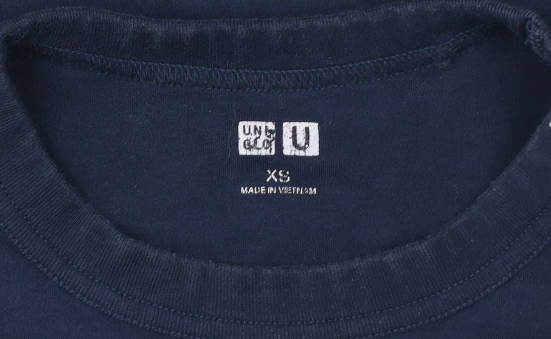 Uniqlo Women Blue XS Basic Crew Neck Cotton T-Shirt