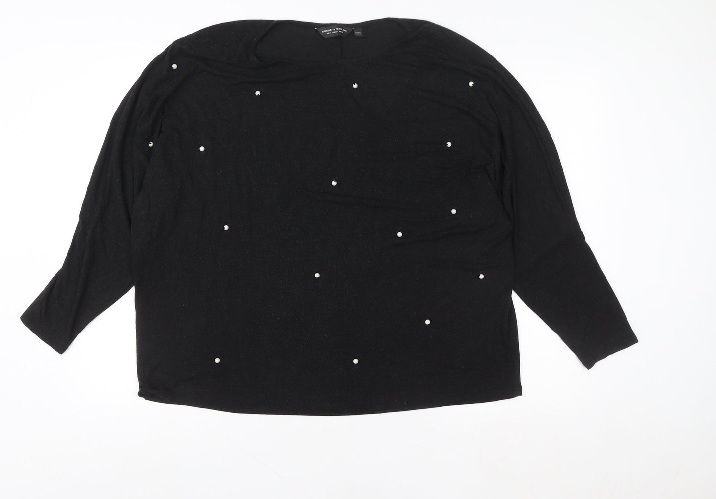 Dorothy Perkins Women Black UK 18 Pullover Sweatshirt Pearl Accent