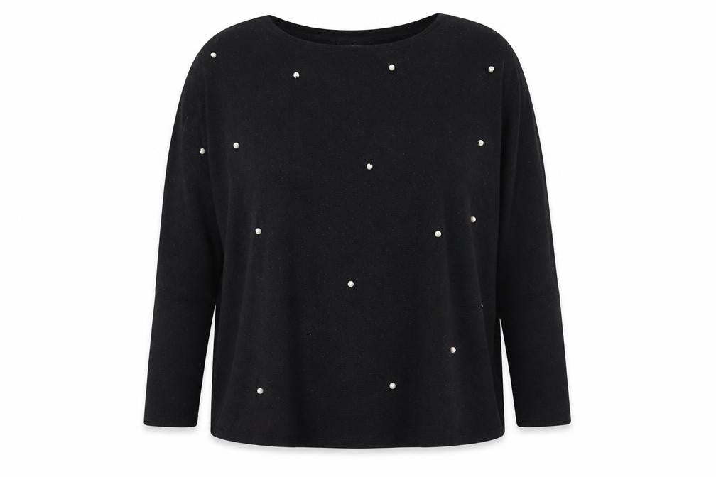 Dorothy Perkins Women Black UK 18 Pullover Sweatshirt Pearl Accent