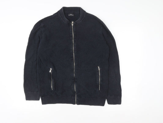 Next Men's Blue Full Zip Knit Sweatshirt Size M