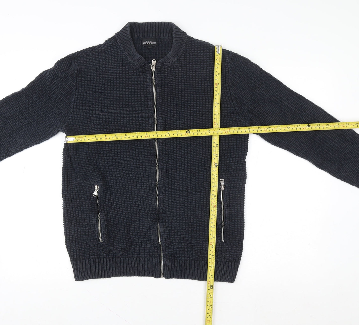 Next Men's Blue Full Zip Knit Sweatshirt Size M