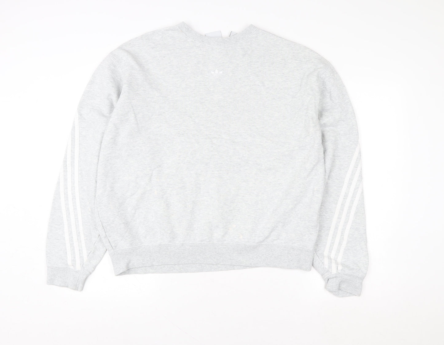 Adidas Men's Grey Large Crew Neck Logo Sweatshirt Pullover