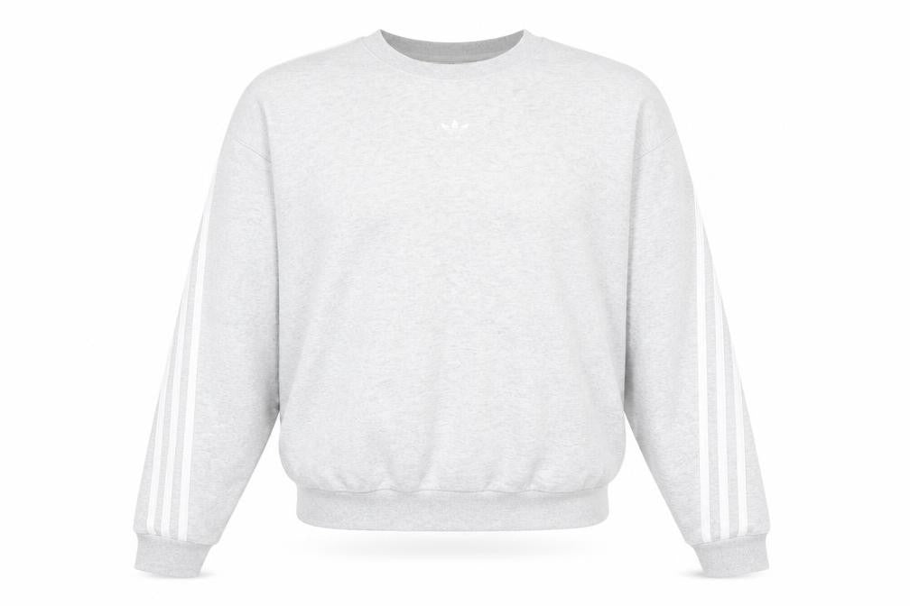 Adidas Men's Grey Large Crew Neck Logo Sweatshirt Pullover