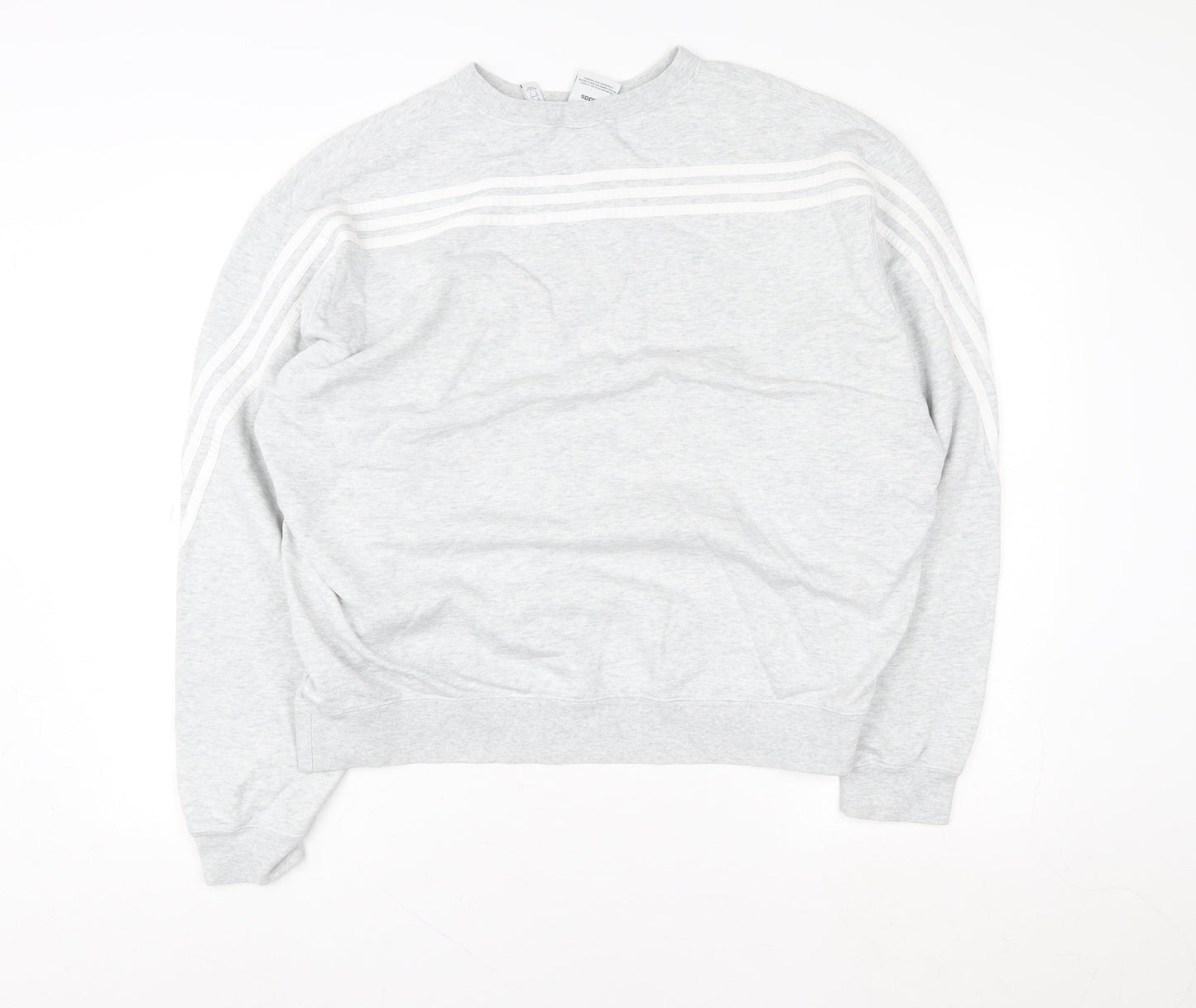 Adidas Men's Grey Large Crew Neck Logo Sweatshirt Pullover