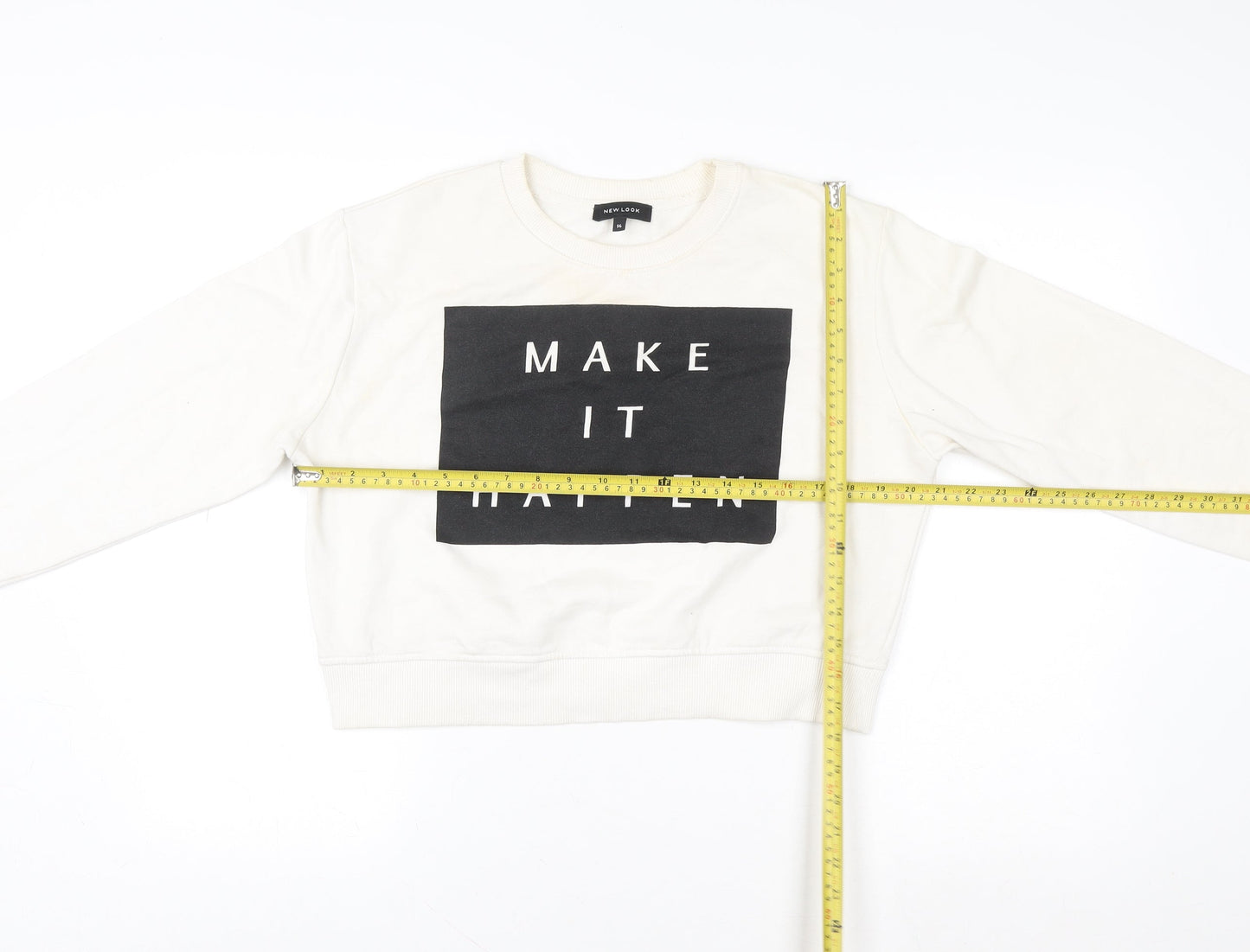 New Look Womens Ivory Graphic Print Sweatshirt Size 14