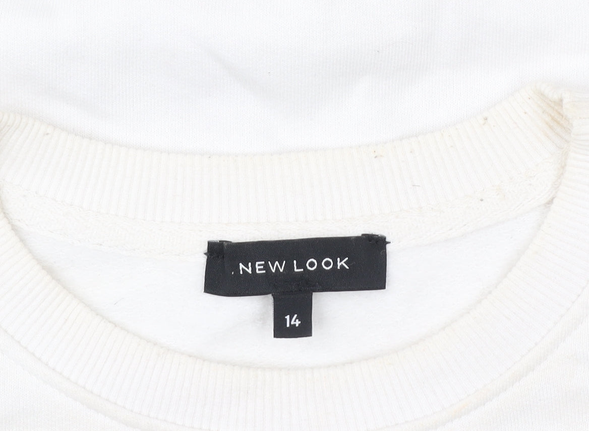 New Look Womens Ivory Graphic Print Sweatshirt Size 14
