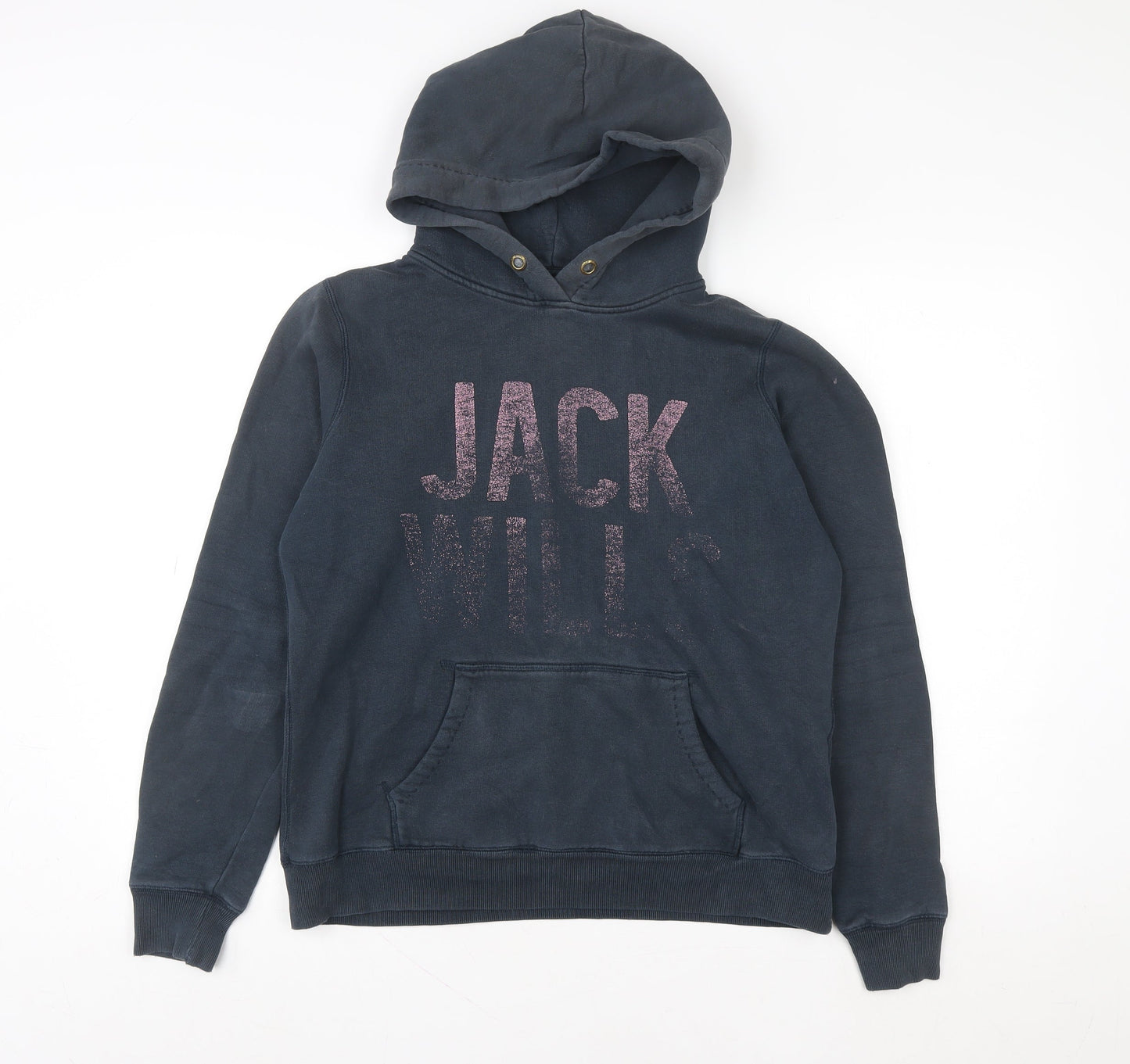 Jack Wills Womens Navy Hoodie Size S Pullover Glitter Logo