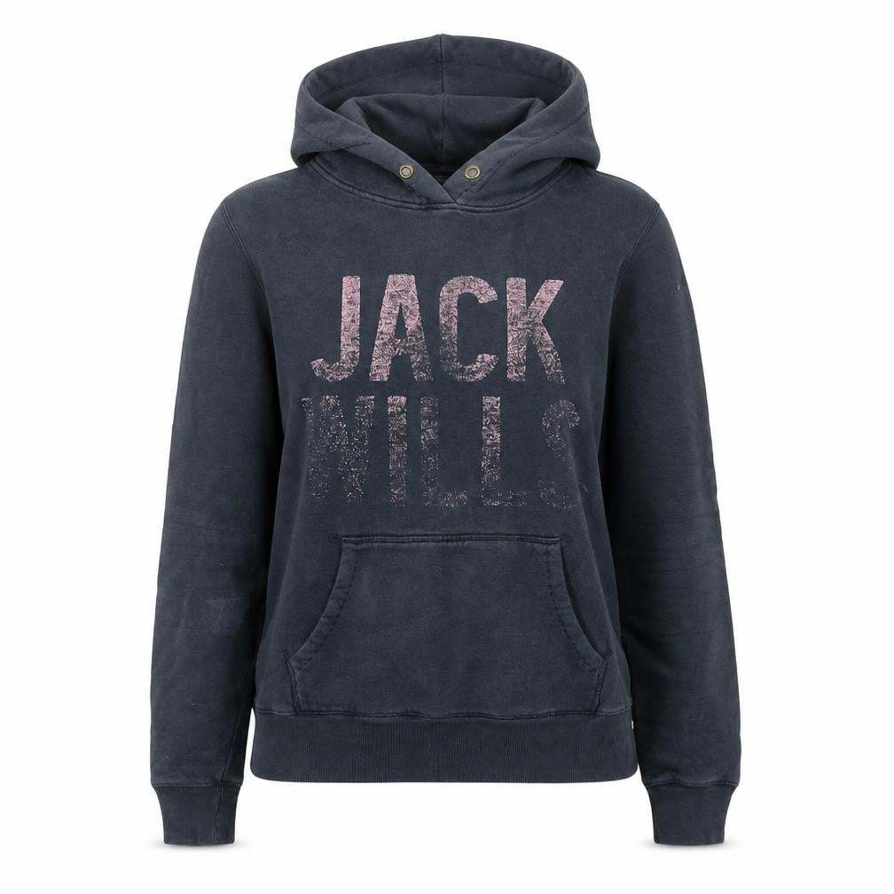 Jack Wills Womens Navy Hoodie Size S Pullover Glitter Logo