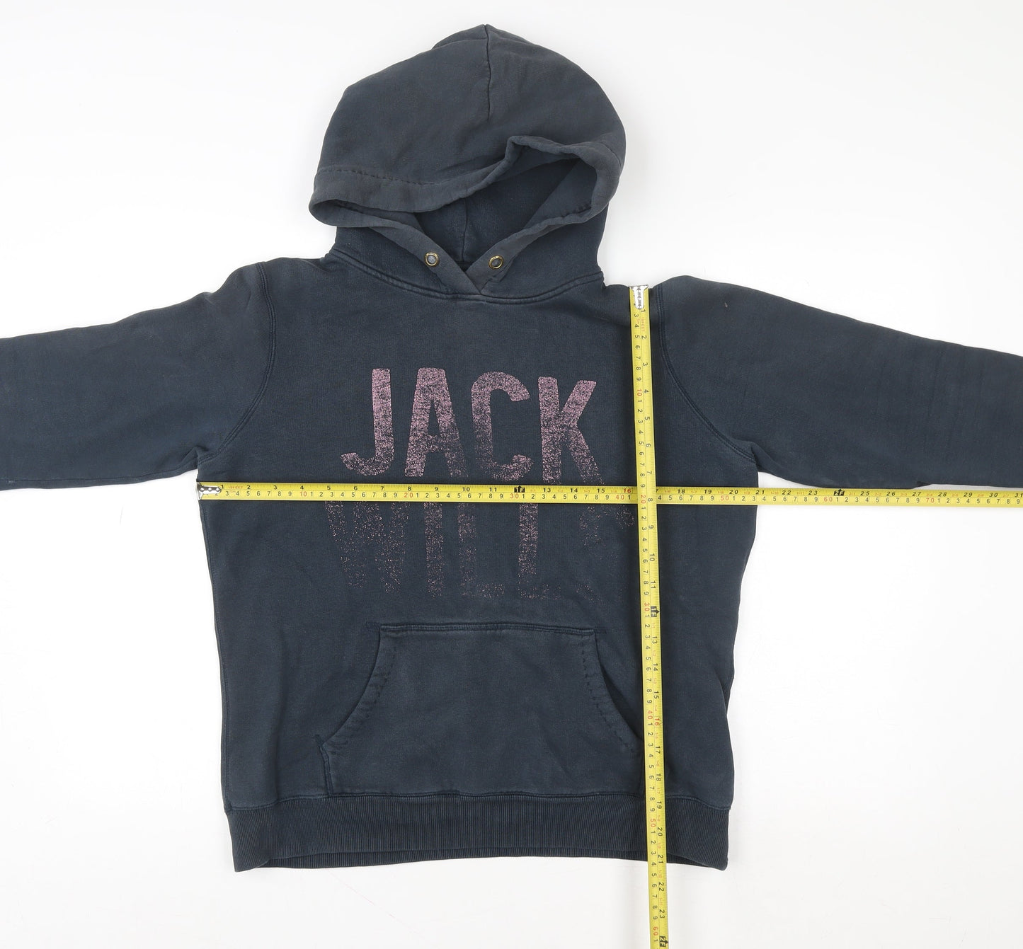 Jack Wills Womens Navy Hoodie Size S Pullover Glitter Logo