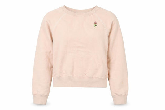 & Other Stories Women Beige Pullover Sweatshirt Size 6 Embroidered Flower Cotton Blend