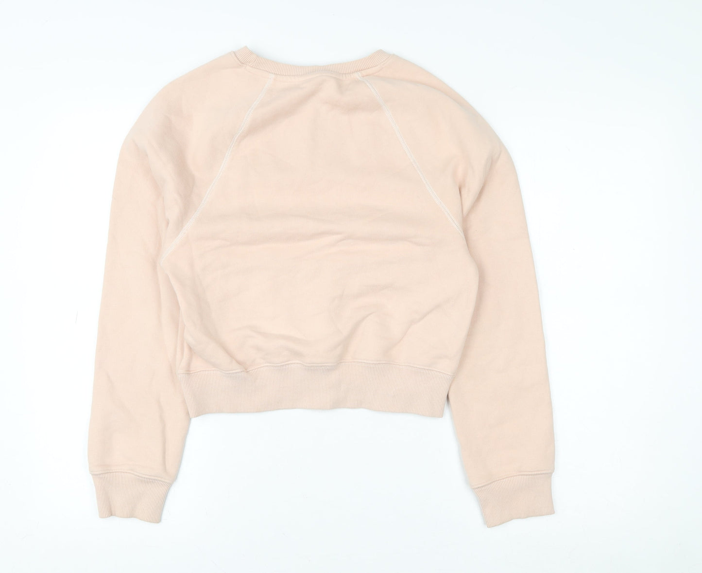 & Other Stories Women Beige Pullover Sweatshirt Size 6 Embroidered Flower Cotton Blend