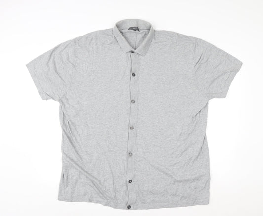 Marks and Spencer Womens Grey Button-Up Shirt 4XL Cotton Blend Short Sleeve