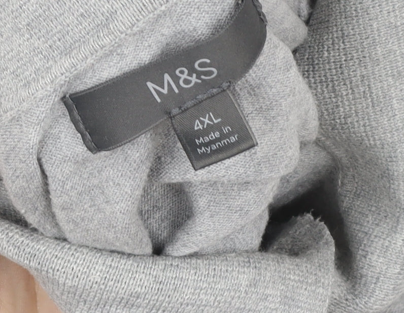 Marks and Spencer Womens Grey Button-Up Shirt 4XL Cotton Blend Short Sleeve