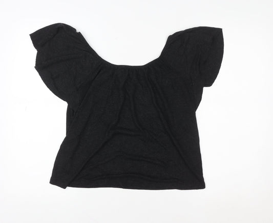 Warehouse Women's Black Off Shoulder Flutter Sleeve Blouse Size 8