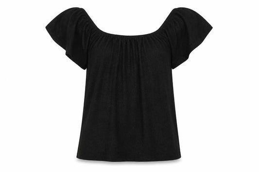 Warehouse Women's Black Off Shoulder Flutter Sleeve Blouse Size 8