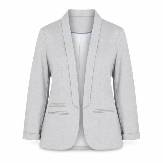 Front view of Miss Selfridge Women’s Grey Cotton Blend Blazer Jacket, size UK 6