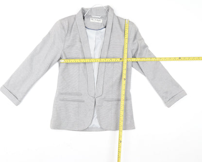 Back view of Miss Selfridge Women’s Grey Cotton Blend Blazer Jacket, size UK 6