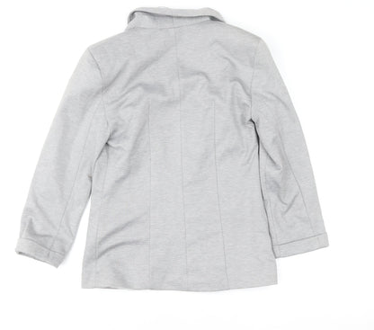 Close-up detail of Miss Selfridge Women’s Grey Cotton Blend Blazer Jacket, size UK 6