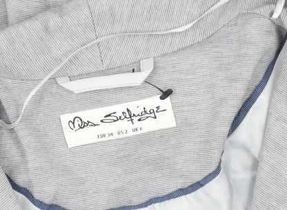 Brand and care label for Miss Selfridge Women’s Grey Cotton Blend Blazer Jacket, size UK 6