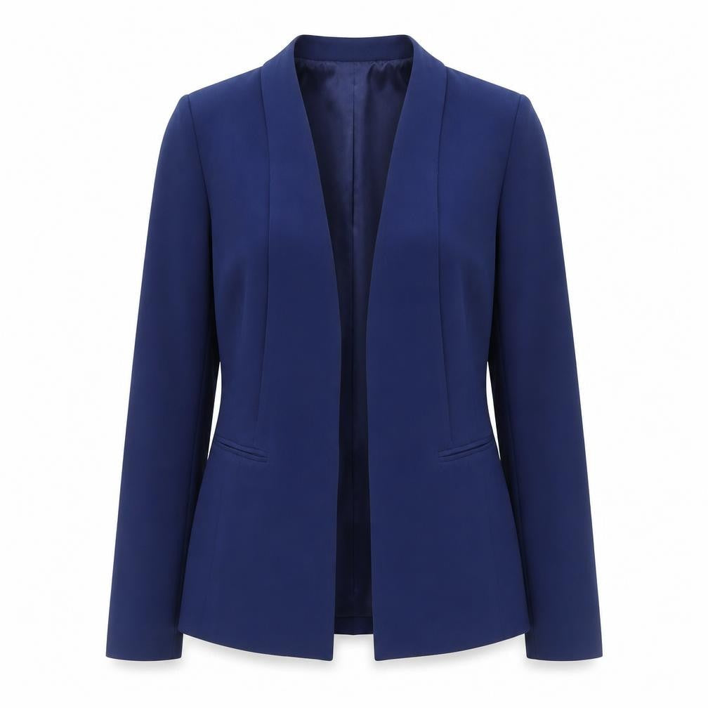 Aijek Womens Blue Polyester Slim Fit Open Front Blazer Size 2