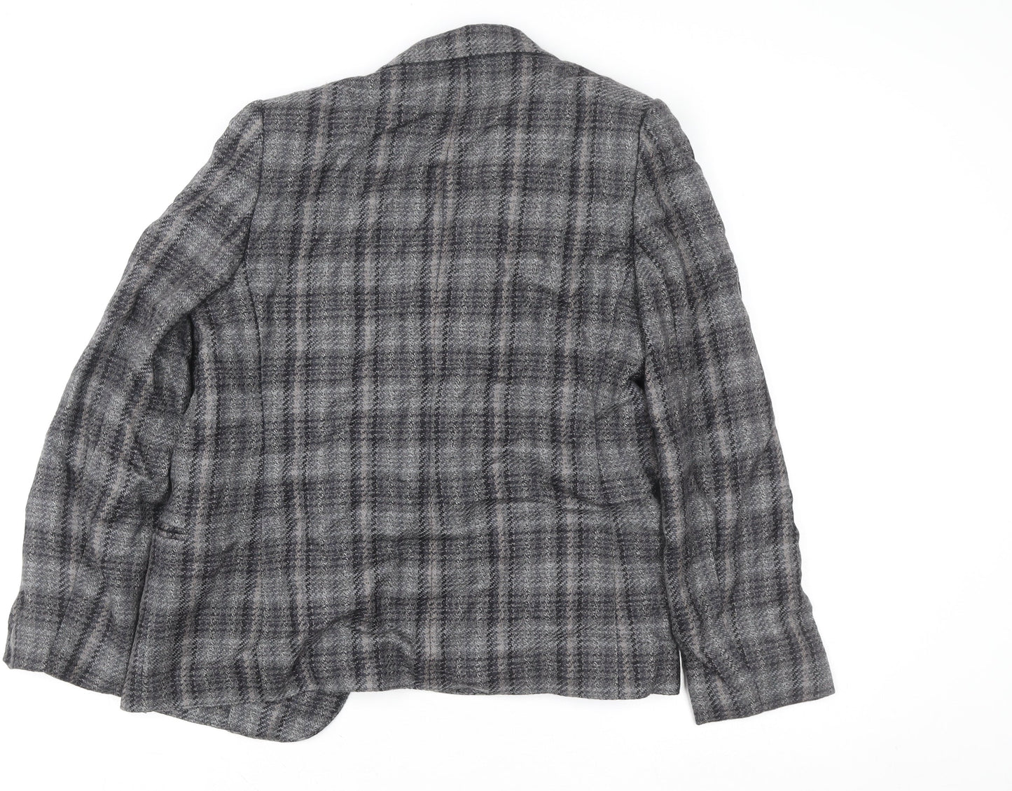 Aldo Bini Women’s Grey Checked Wool Blazer Jacket Size M Vintage Style
