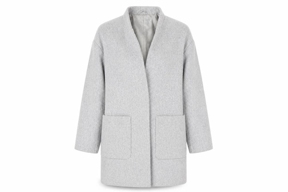 Zara Women Grey Wool Blend Mid-Length Open Coat XS