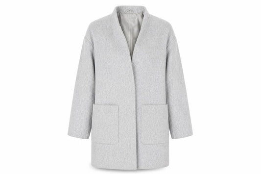 Zara Women Grey Wool Blend Mid-Length Open Coat XS