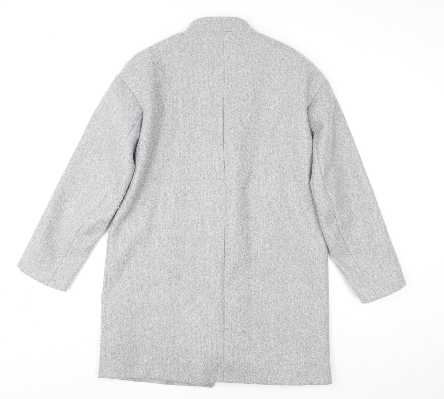 Zara Women Grey Wool Blend Mid-Length Open Coat XS