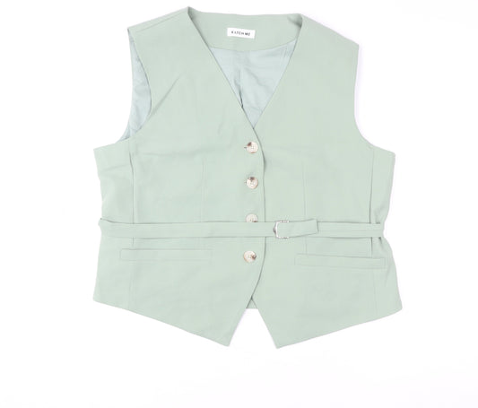Katch Me Womens Green Belted Button Waistcoat XL Elegant Smart
