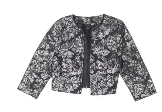 Women's Black Floral Cropped Blazer Jacket Size 10