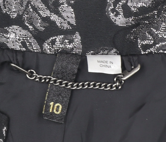 Women's Black Floral Cropped Blazer Jacket Size 10